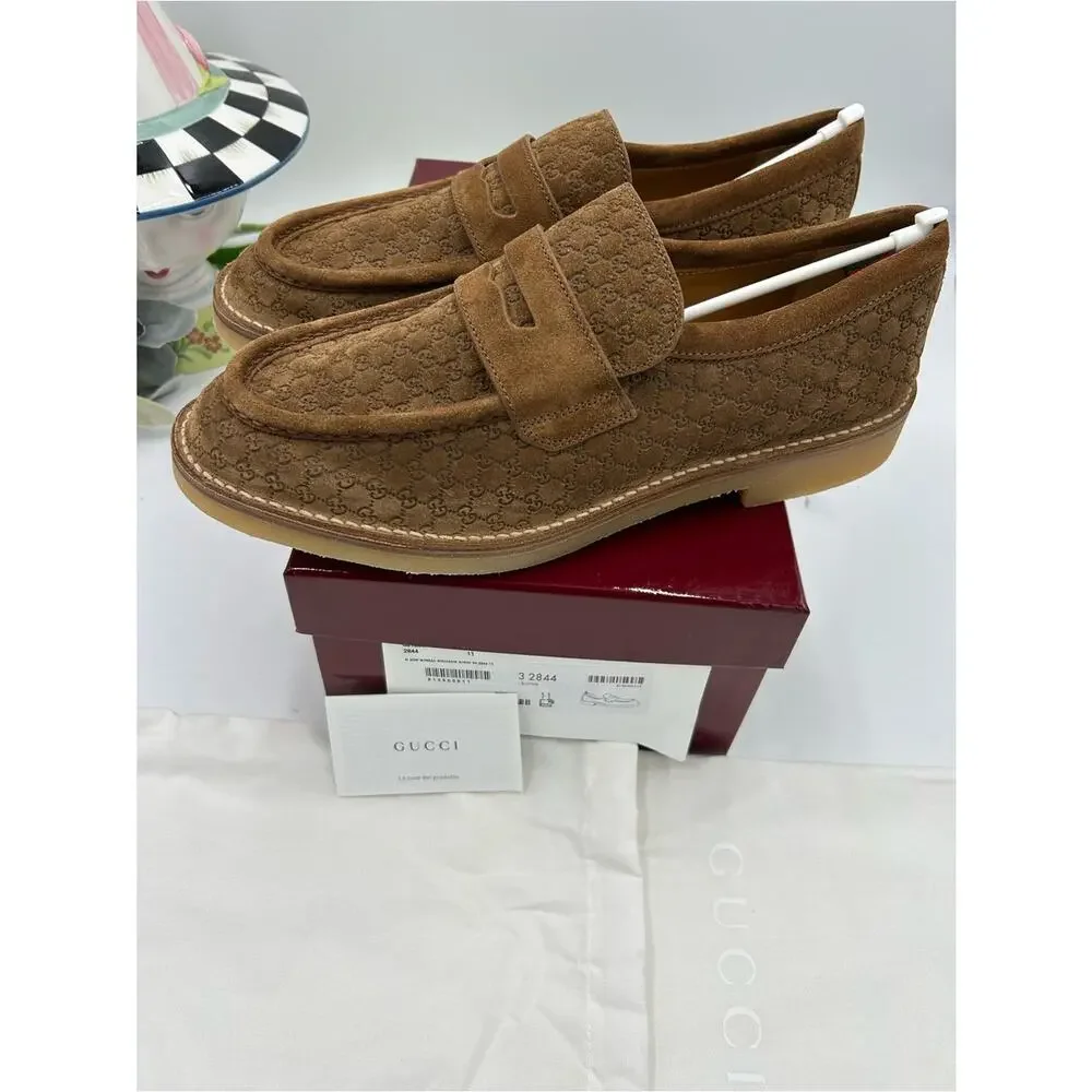 Men's Gucci, GG monogram web loafers size 11 fits 11.5 US made in Italy